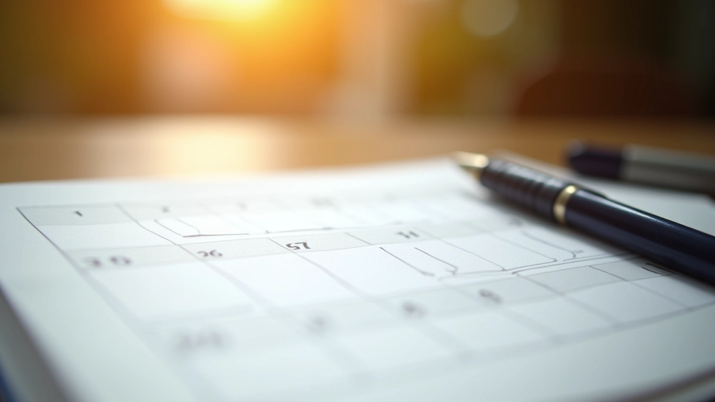 Calendrier avec dates de paiement marquées en rouge et stylo à côté