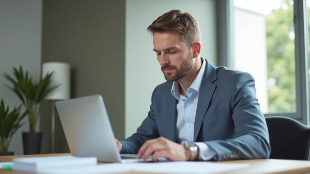 Ordinateur portable avec des documents financiers et un stylo sur un bureau professionnel