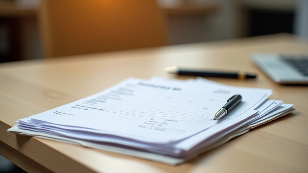 Pile organisée de factures et reçus avec classeur numéroté